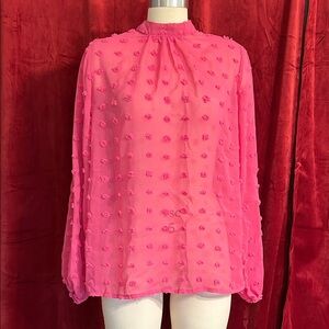 SHEIN Swiss Dot Vibrant Pink Blouse
